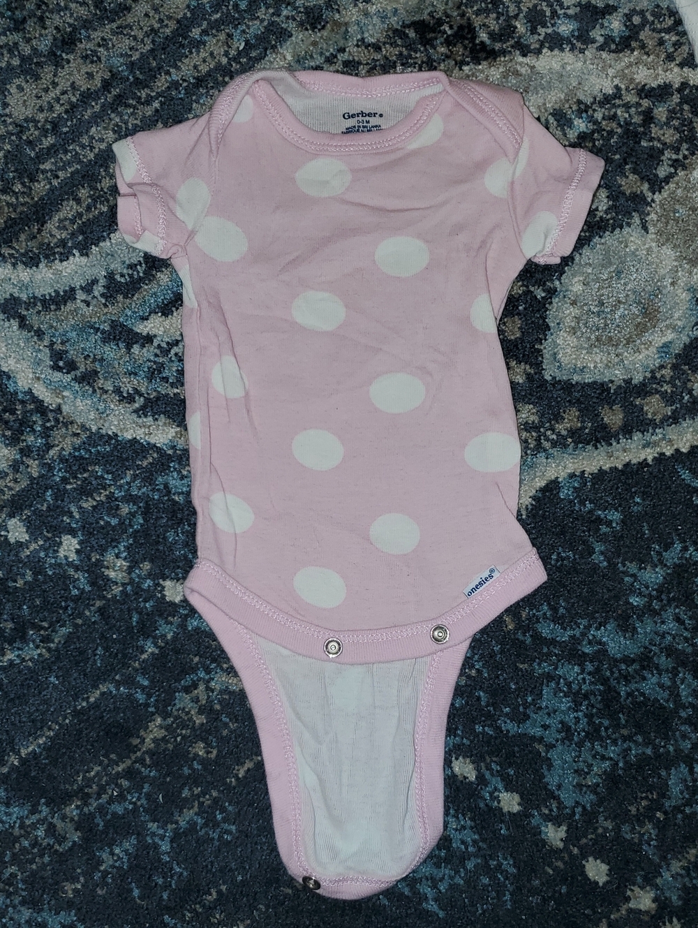 Gerber Pink Bodysuit with White Polka Dots